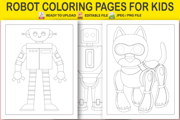 Robot Coloring Pages for Kids (10 Pages) coloring pages