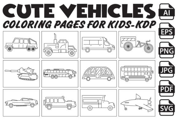 Cute Vehicles Coloring Pages for Kids coloring pages
