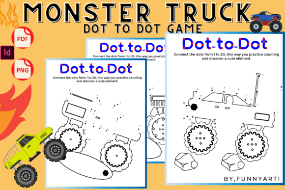 Monster Truck Dot to Dot coloring pages
