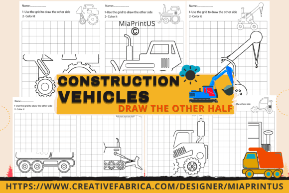 Symmetry-Construction Vehicles coloring pages