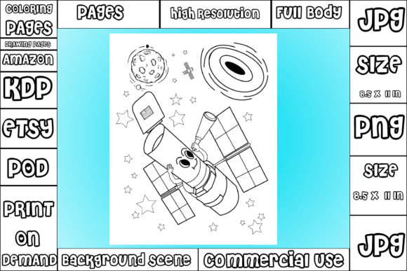 Space Coloring Book Pages for Kids - 2 coloring pages
