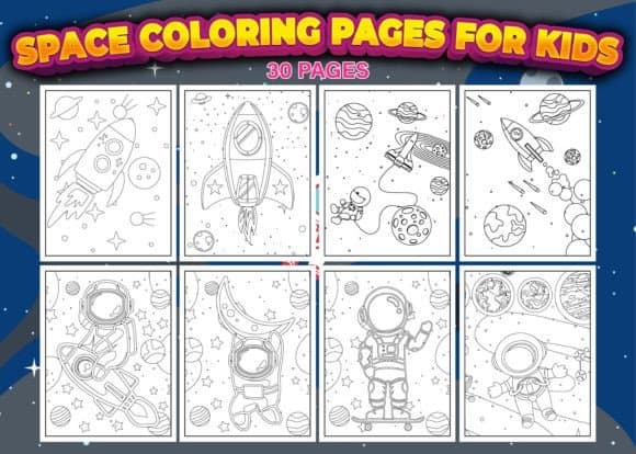 Space coloring pages