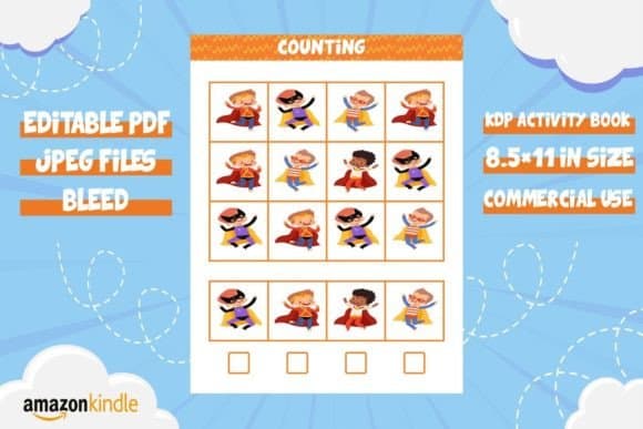 Counting with Superhero Activity Book coloring pages