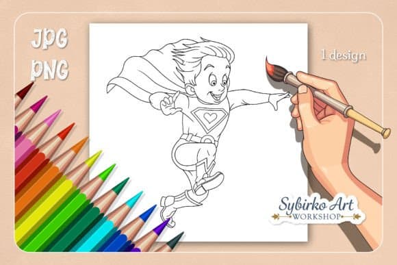 Superhero Flying Coloring Page coloring pages