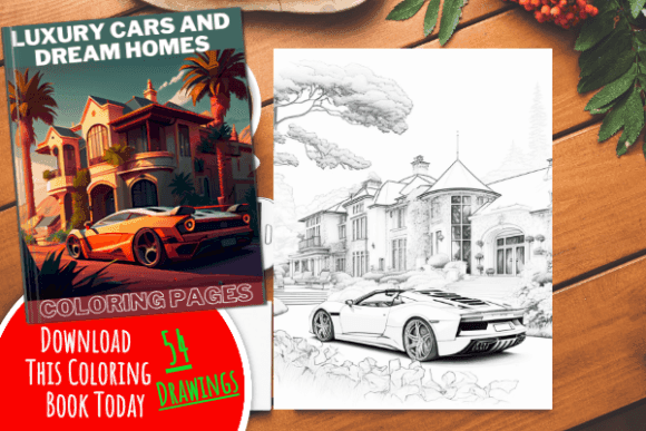 Luxury Cars & Massive Houses coloring pages
