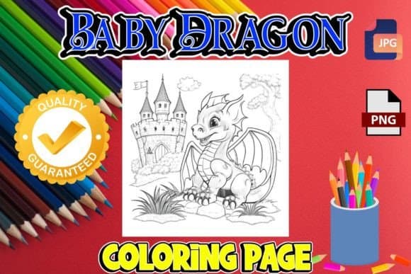Baby Dragon Coloring Book Page for Kids coloring pages