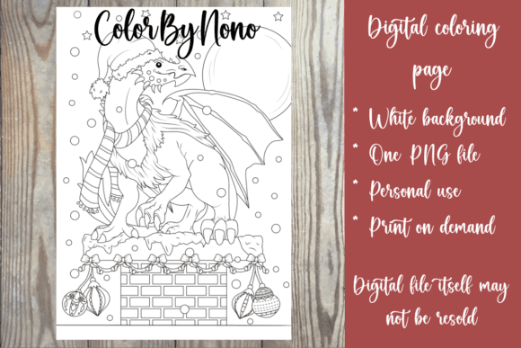 Christmas Dragon Coloring Page for Kids coloring pages