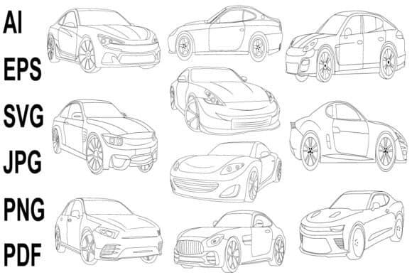 Car/Sports Car Line Art VOL.1 coloring pages