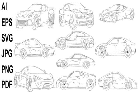 Car/Sports Car Line Art VOL.2 coloring pages