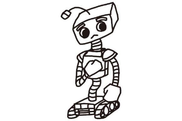 Coloring a Moody Robot Cartoon Character coloring pages