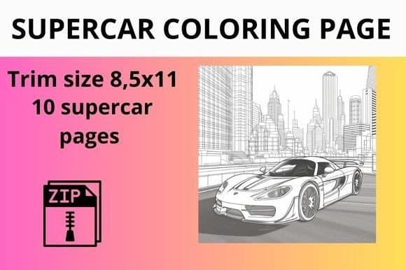Supercar Coloring Page -Kdp coloring pages