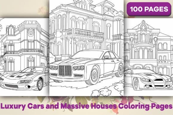 Luxury Cars and Houses Coloring Pages coloring pages