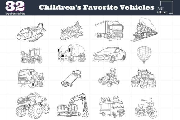 Doodle Joy: Children's Favorite Vehicles coloring pages