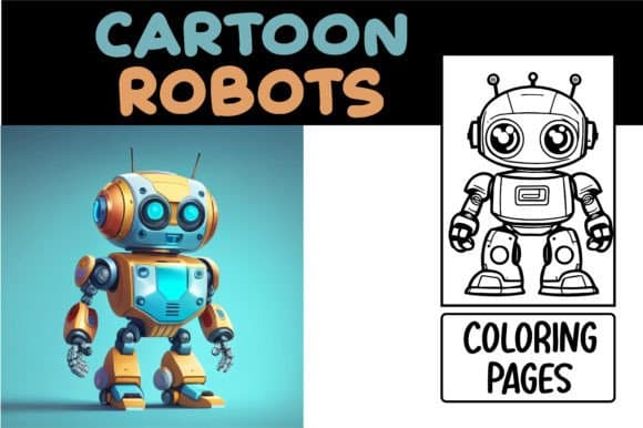 Cute Cartoon Robots Coloring Pages coloring pages