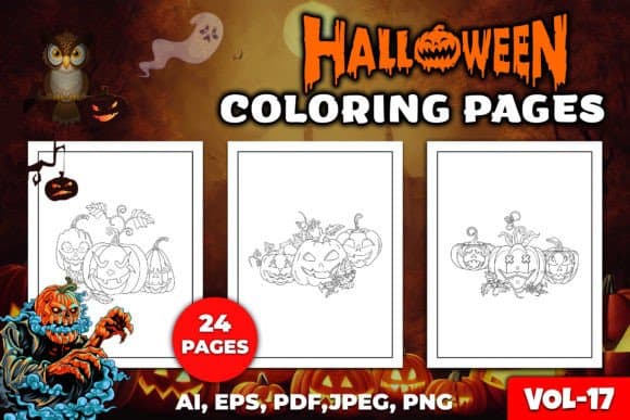 Halloween Coloring Pages for Kids - 17 coloring pages