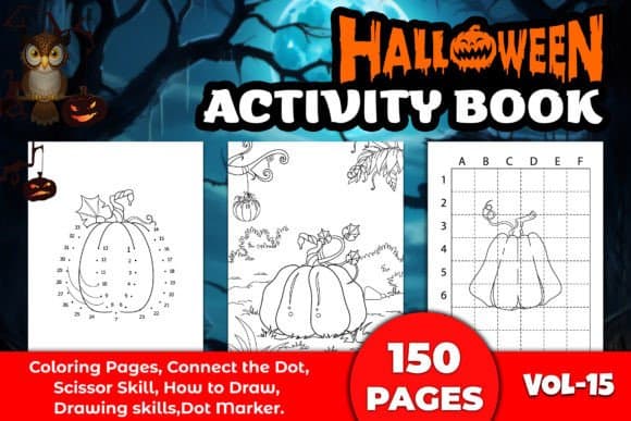 Halloween Activity Pages for Kids -15 coloring pages