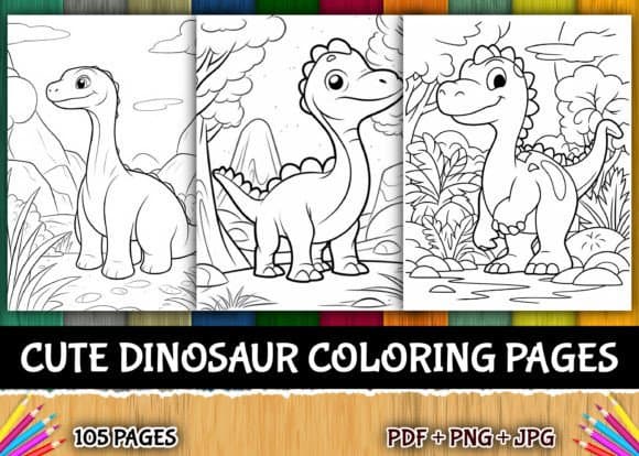 105 Cute Dinosaur Coloring Pages Vol 2 coloring pages