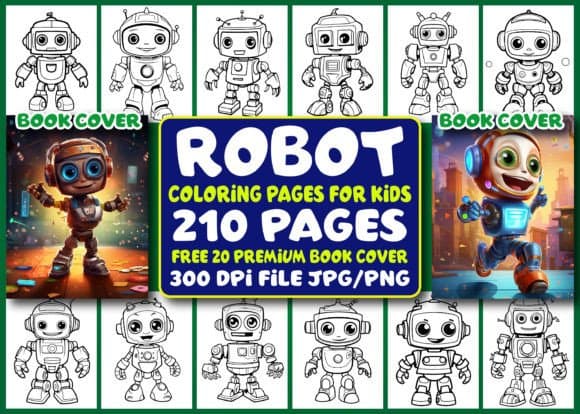 10 Best Robot Coloring Book Mega Packs (100 to 250 Pages)