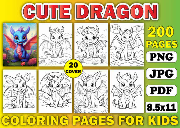 200 Cute Dragon Coloring Pages for Kids coloring pages