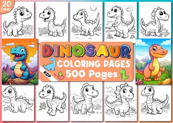 500 Cute Dinosaur Coloring Pages for Kids coloring pages