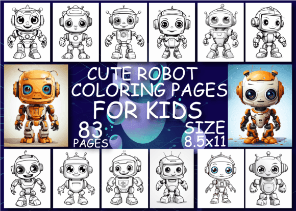 Cute Robot Coloring Book for Kids coloring pages