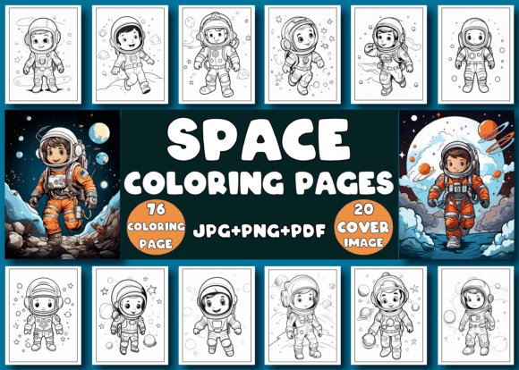 Space Coloring Pages with Cover for Kids coloring pages