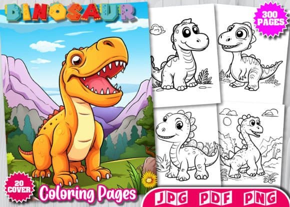 300 Cute Dinosaur Coloring Pages Vol 4 coloring pages