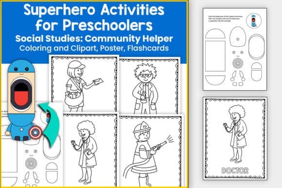 Community Helper Superhero Social Study coloring pages