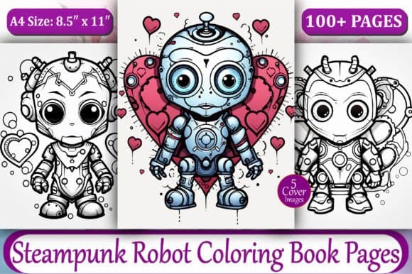 8 Themed Robot Coloring Pages for Boys (Holidays, Steampunk & More)