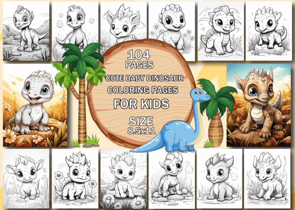 Cute Baby Dinosaur Coloring Book for Kid coloring pages