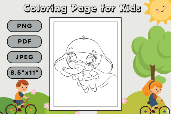 Baby Elephant Super Hero Coloring Page coloring pages