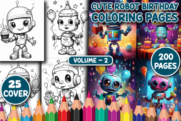 200 Cute Robot Birthday Coloring Pages coloring pages