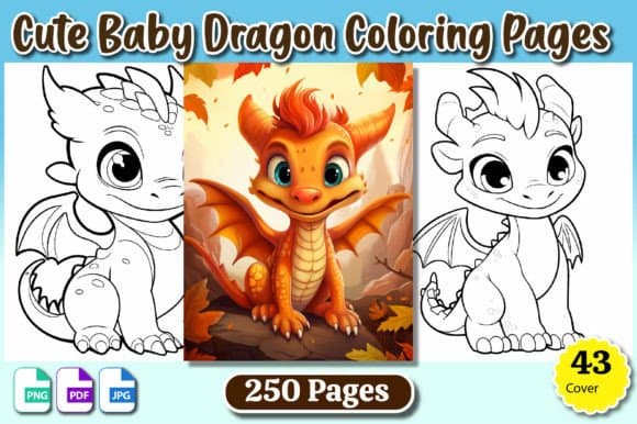 250 Cute Baby Dragon Coloring Pages Kdp coloring pages