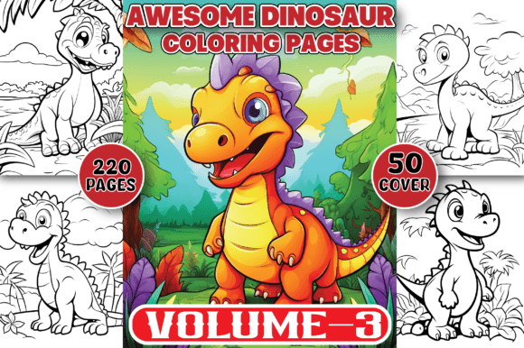 220 Awesome Dinosaur Coloring Pages KDP Vol 2 coloring pages