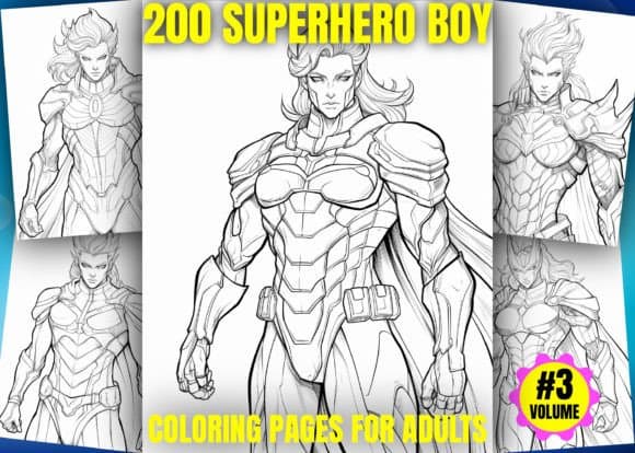 200 Superhero Boy Coloring Pages - KDP coloring pages