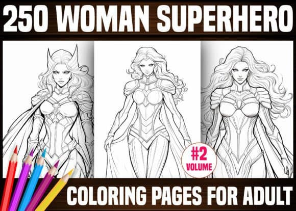 250 Women Superhero Coloring Pages - KDP coloring pages