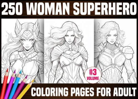 250 Women Superhero Coloring Pages - KDP coloring pages