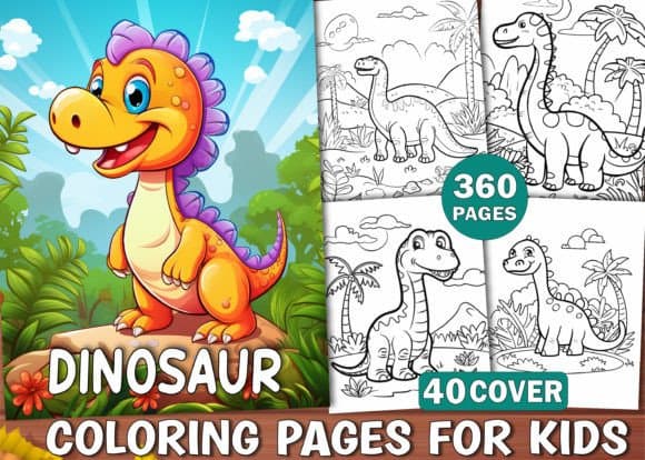 360 Dinosaur Coloring Pages for Kids coloring pages