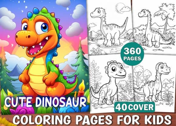 Cute Dinosaur Coloring Pages for Kids Vol 24 coloring pages