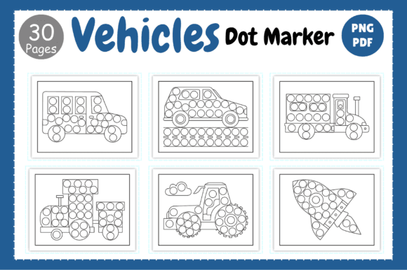 Vehicles Dot Marker Activity Book coloring pages