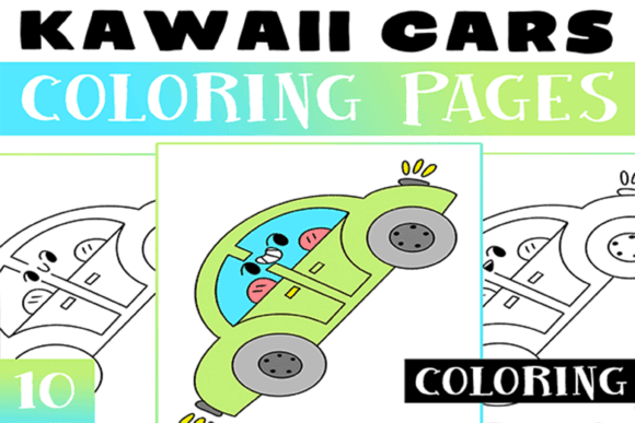 15 Cute Kawaii Vehicle Coloring Pages for Kids