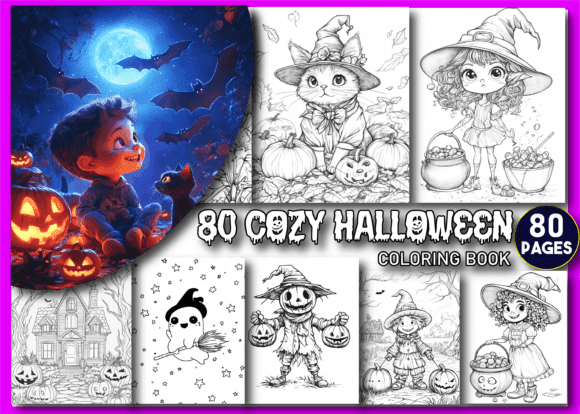 Cozy Halloween Coloring Book for Kids coloring pages