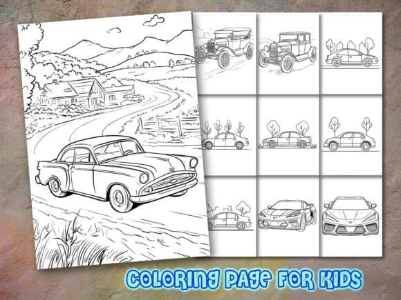 Car Coloring Page for Kdp coloring pages