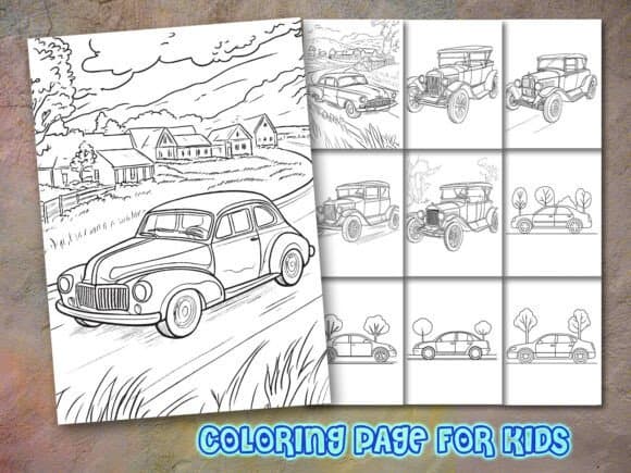 Car Coloring Page for Kdp coloring pages