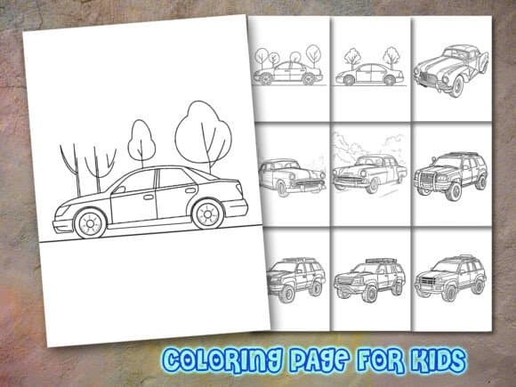Car Coloring Page for Kdp coloring pages