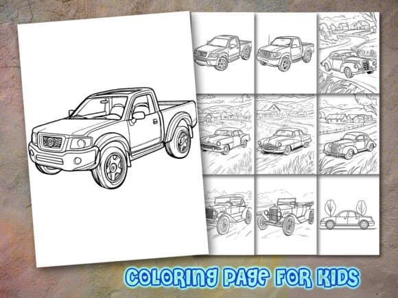 Car Coloring Page for Kdp coloring pages