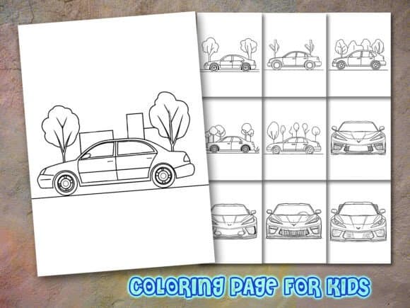 Car Coloring Page for Kdp coloring pages