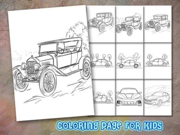 Car Coloring Page for Kdp coloring pages