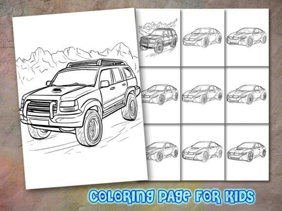 Car Coloring Page for Kdp coloring pages