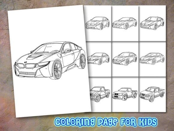 Car Coloring Page for Kdp coloring pages
